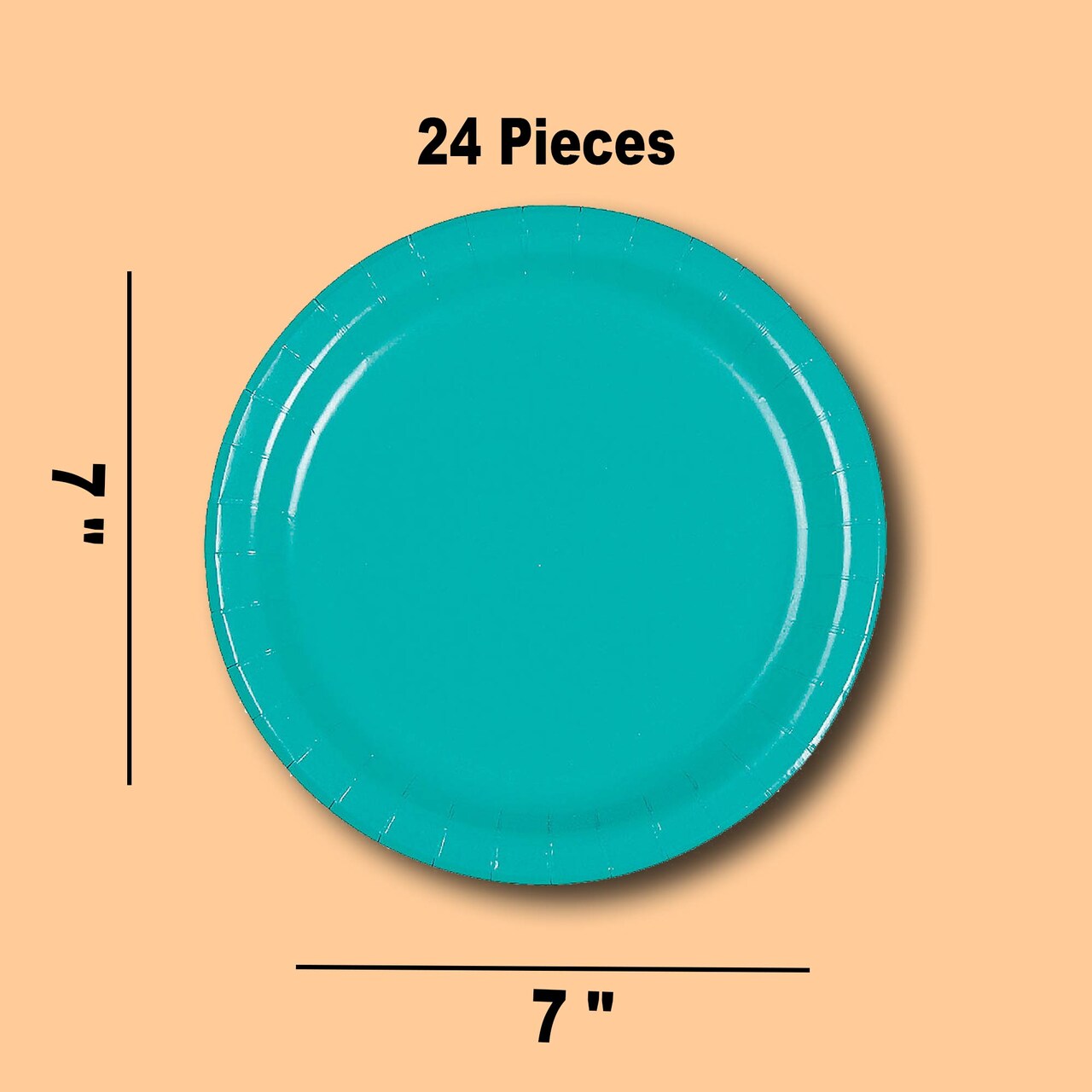 24 Count Teal Paper Plates 7" Round Disposable Dessert Plates for Events